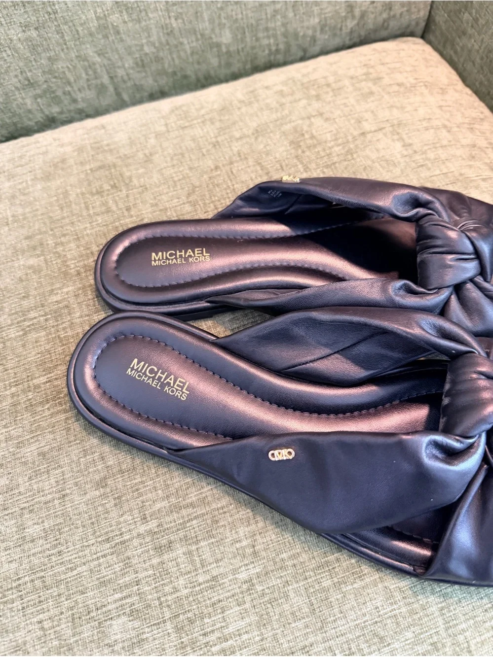 Michael Kors Women’s Black Knotted Slide Sandals